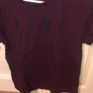 victorious secret maroon and black t shirt
